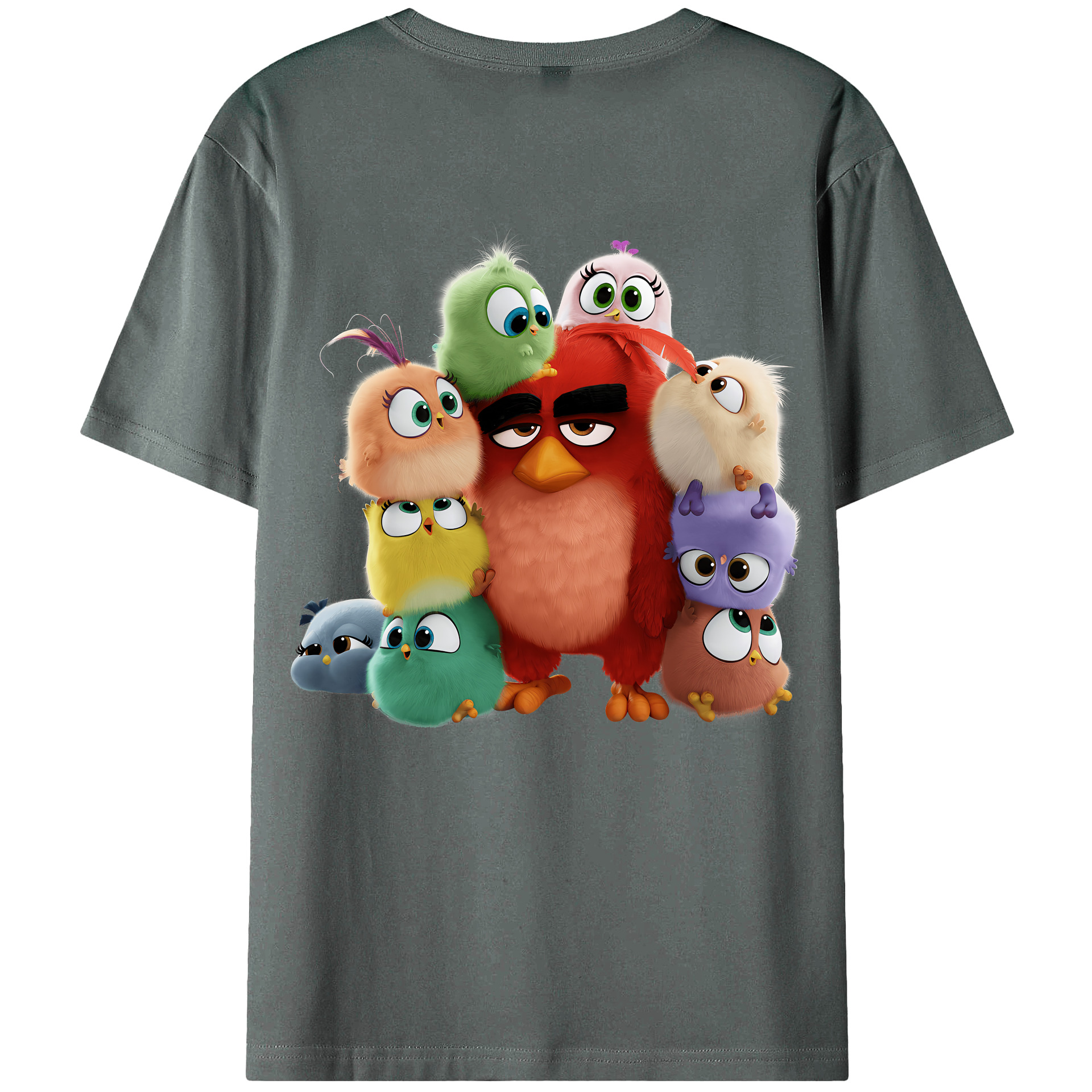 （画像用） Angry Birds アングリーバード 綿100％ メンズ半袖Tシャツ（バックプリント） 通気性
